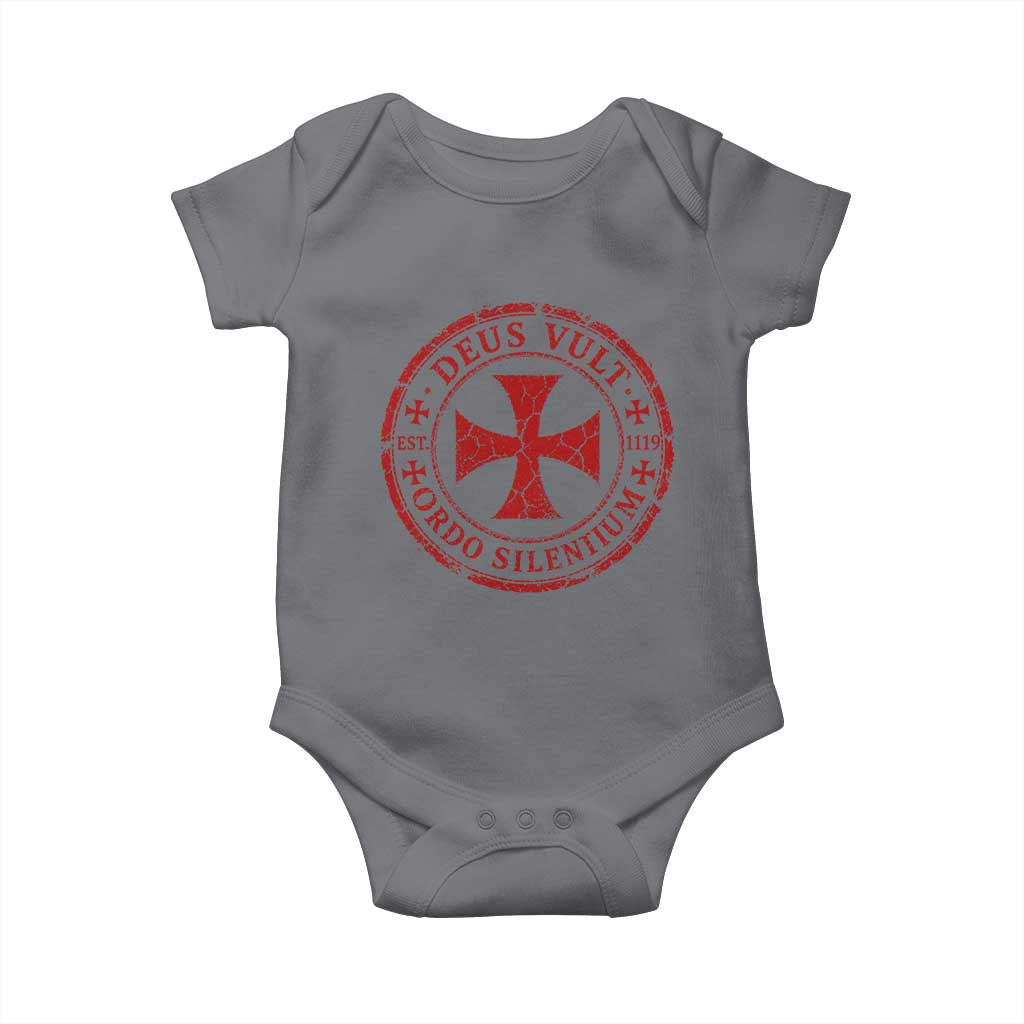 Deus Vult Ordo Silentium Knights Templar Est 1119 Baby Onesie Crusader Cross