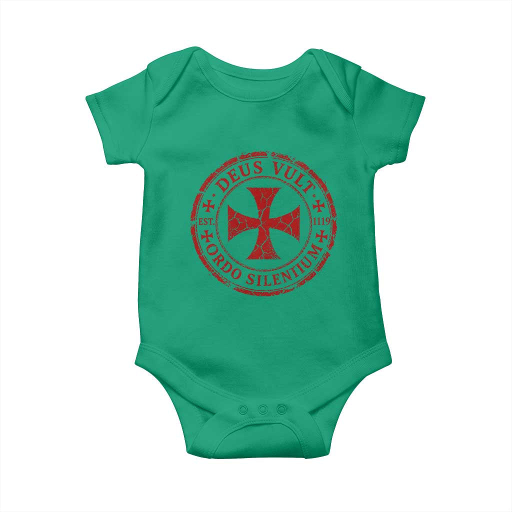 Deus Vult Ordo Silentium Knights Templar Est 1119 Baby Onesie Crusader Cross