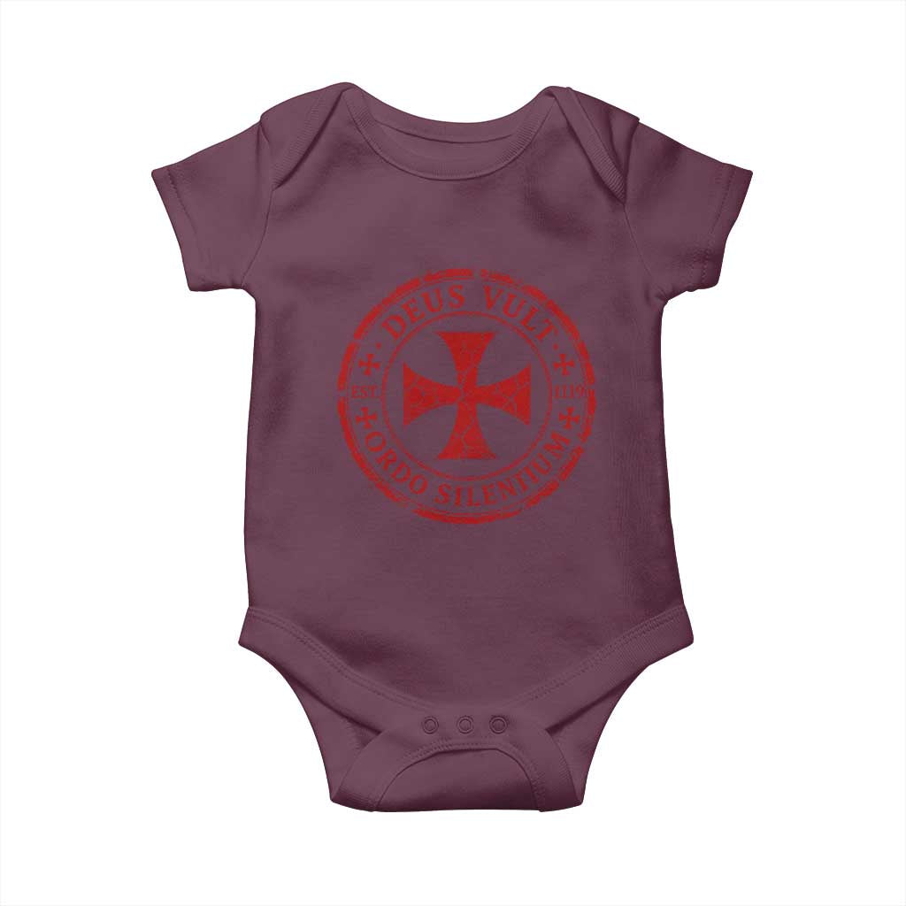 Deus Vult Ordo Silentium Knights Templar Est 1119 Baby Onesie Crusader Cross
