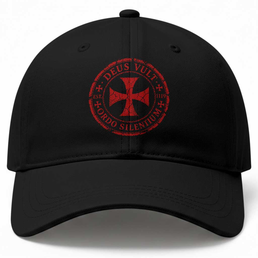 Deus Vult Ordo Silentium Knights Templar Est 1119 Baseball Cap Crusader Cross