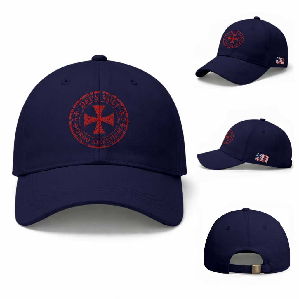 Deus Vult Ordo Silentium Knights Templar Est 1119 Baseball Cap Crusader Cross