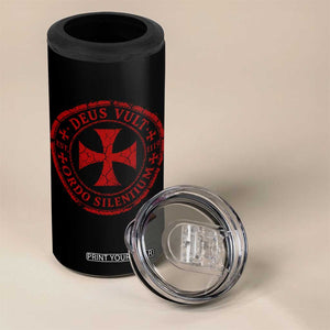 Deus Vult Ordo Silentium Knights Templar Est 1119 4 in 1 Can Cooler Tumbler Crusader Cross