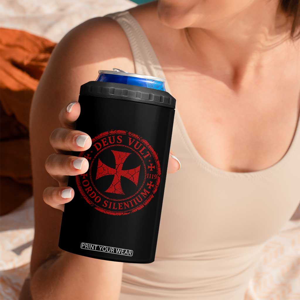 Deus Vult Ordo Silentium Knights Templar Est 1119 4 in 1 Can Cooler Tumbler Crusader Cross