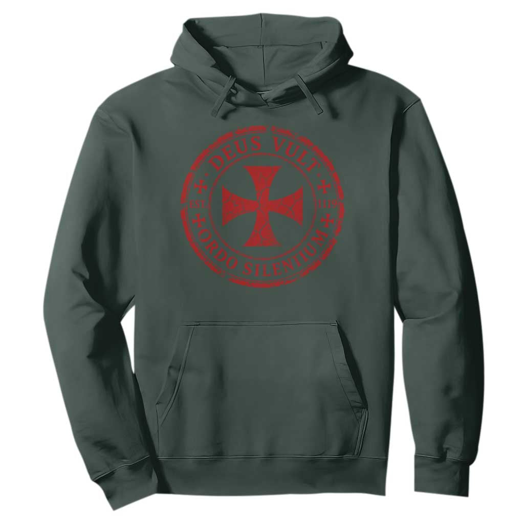 Deus Vult Ordo Silentium Knights Templar Est 1119 Hoodie Crusader Cross