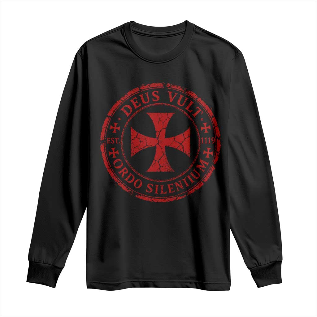 Deus Vult Ordo Silentium Knights Templar Est 1119 Long Sleeve Shirt Crusader Cross