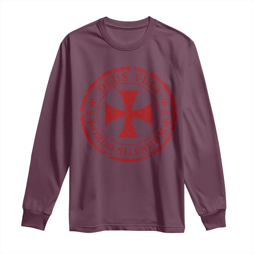 Deus Vult Ordo Silentium Knights Templar Est 1119 Long Sleeve Shirt Crusader Cross