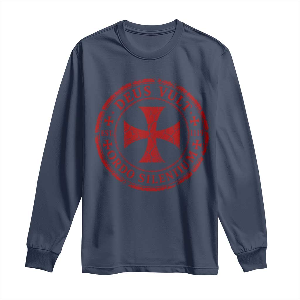 Deus Vult Ordo Silentium Knights Templar Est 1119 Long Sleeve Shirt Crusader Cross