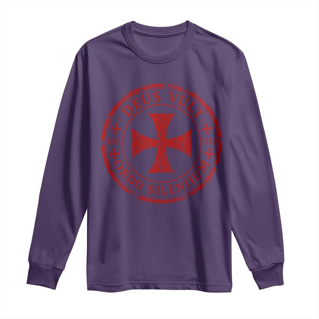 Deus Vult Ordo Silentium Knights Templar Est 1119 Long Sleeve Shirt Crusader Cross