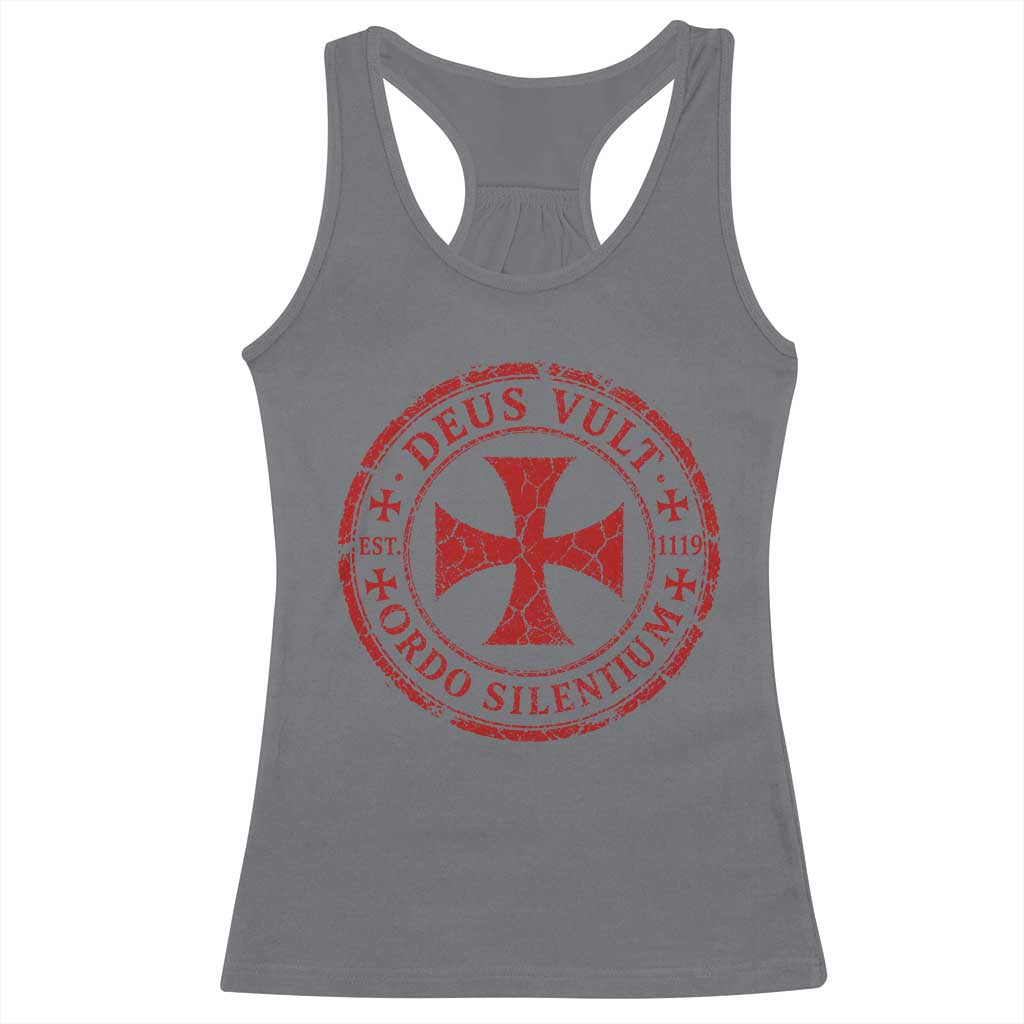 Deus Vult Ordo Silentium Knights Templar Est 1119 Racerback Tank Top Crusader Cross