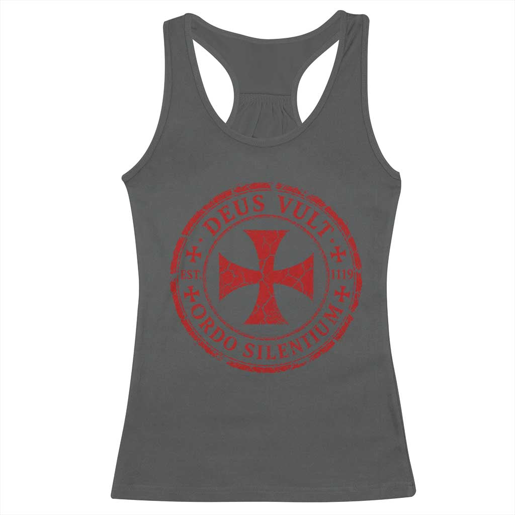 Deus Vult Ordo Silentium Knights Templar Est 1119 Racerback Tank Top Crusader Cross