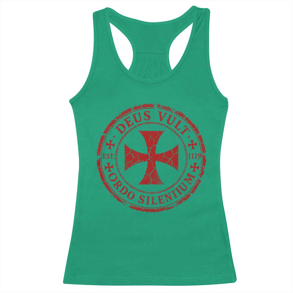 Deus Vult Ordo Silentium Knights Templar Est 1119 Racerback Tank Top Crusader Cross