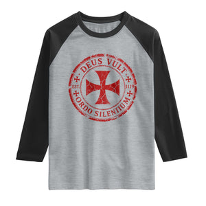 Deus Vult Ordo Silentium Knights Templar Est 1119 Raglan Shirt Crusader Cross