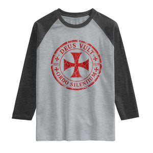 Deus Vult Ordo Silentium Knights Templar Est 1119 Raglan Shirt Crusader Cross