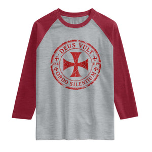 Deus Vult Ordo Silentium Knights Templar Est 1119 Raglan Shirt Crusader Cross