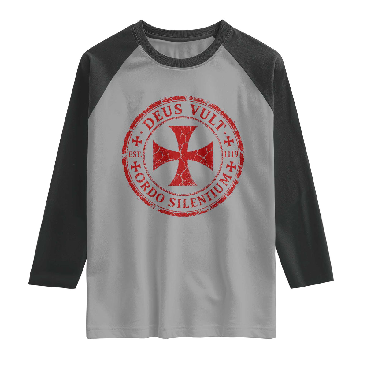 Deus Vult Ordo Silentium Knights Templar Est 1119 Raglan Shirt Crusader Cross