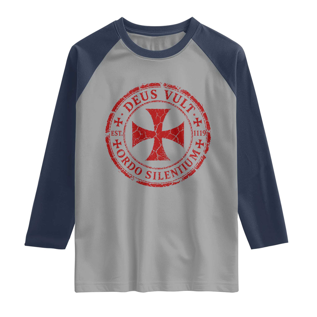 Deus Vult Ordo Silentium Knights Templar Est 1119 Raglan Shirt Crusader Cross