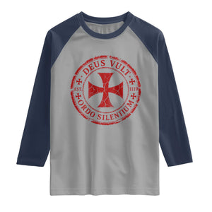 Deus Vult Ordo Silentium Knights Templar Est 1119 Raglan Shirt Crusader Cross