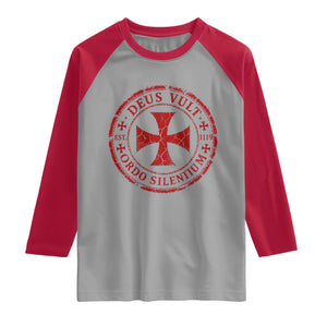 Deus Vult Ordo Silentium Knights Templar Est 1119 Raglan Shirt Crusader Cross
