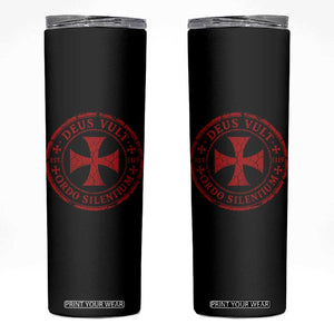 Deus Vult Ordo Silentium Knights Templar Est 1119 Skinny Tumbler Crusader Cross