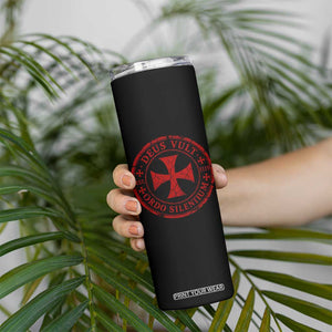 Deus Vult Ordo Silentium Knights Templar Est 1119 Skinny Tumbler Crusader Cross