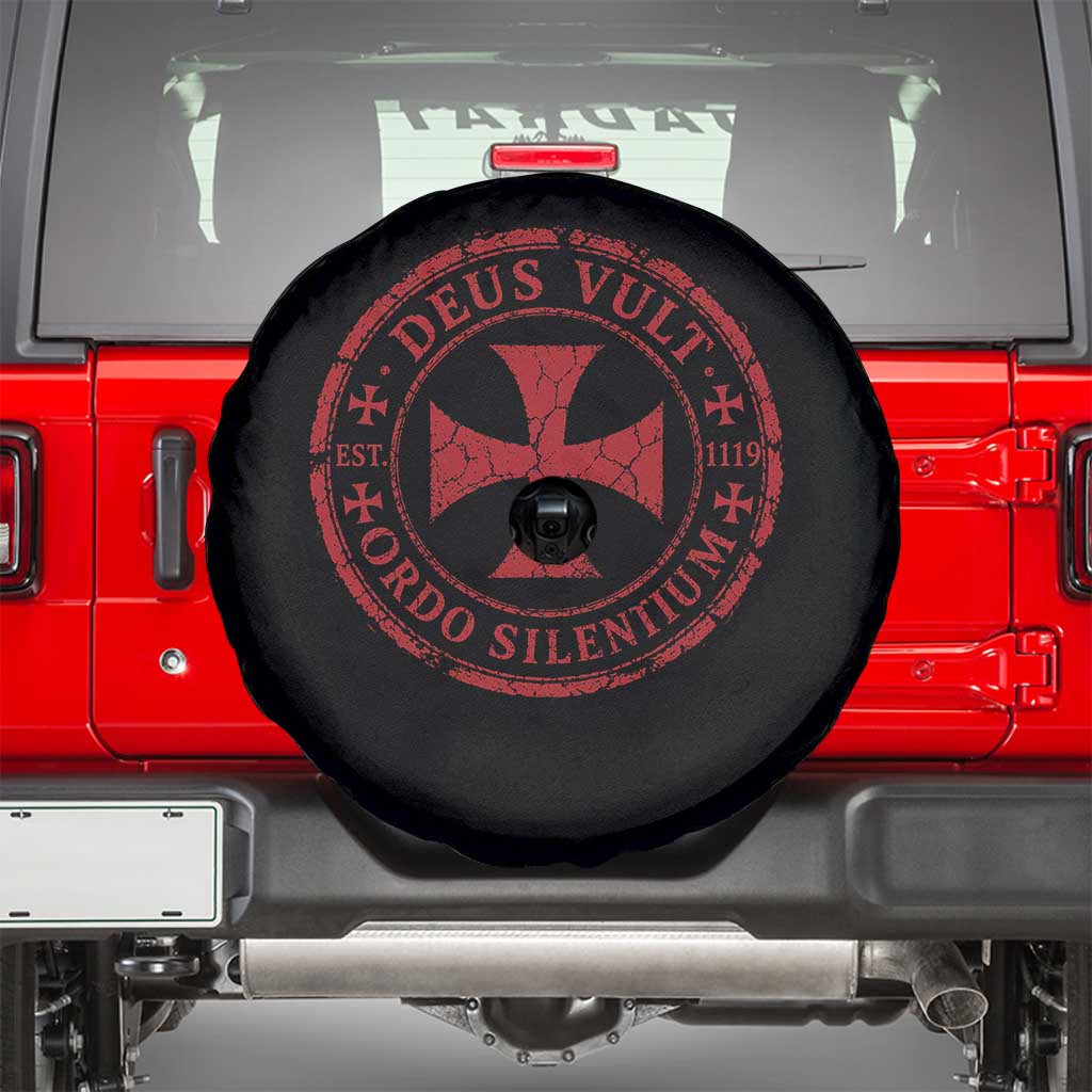Deus Vult Ordo Silentium Knights Templar Est 1119 Spare Tire Cover Crusader Cross