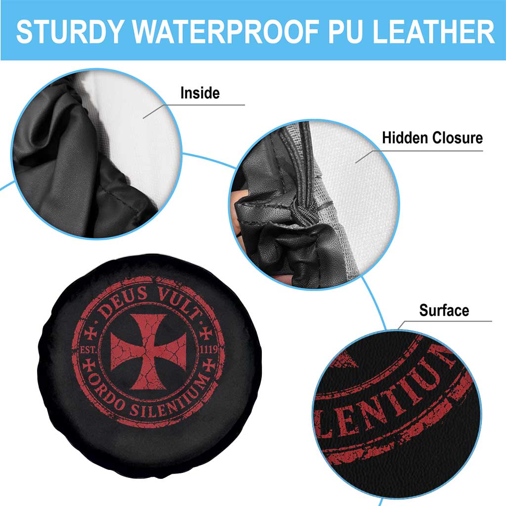 Deus Vult Ordo Silentium Knights Templar Est 1119 Spare Tire Cover Crusader Cross