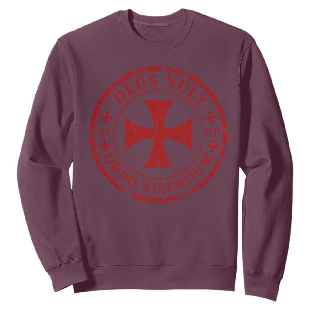 Deus Vult Ordo Silentium Knights Templar Est 1119 Sweatshirt Crusader Cross