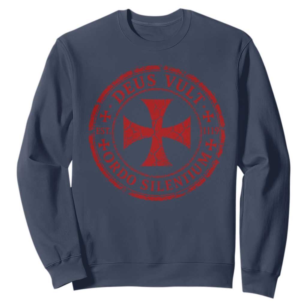 Deus Vult Ordo Silentium Knights Templar Est 1119 Sweatshirt Crusader Cross