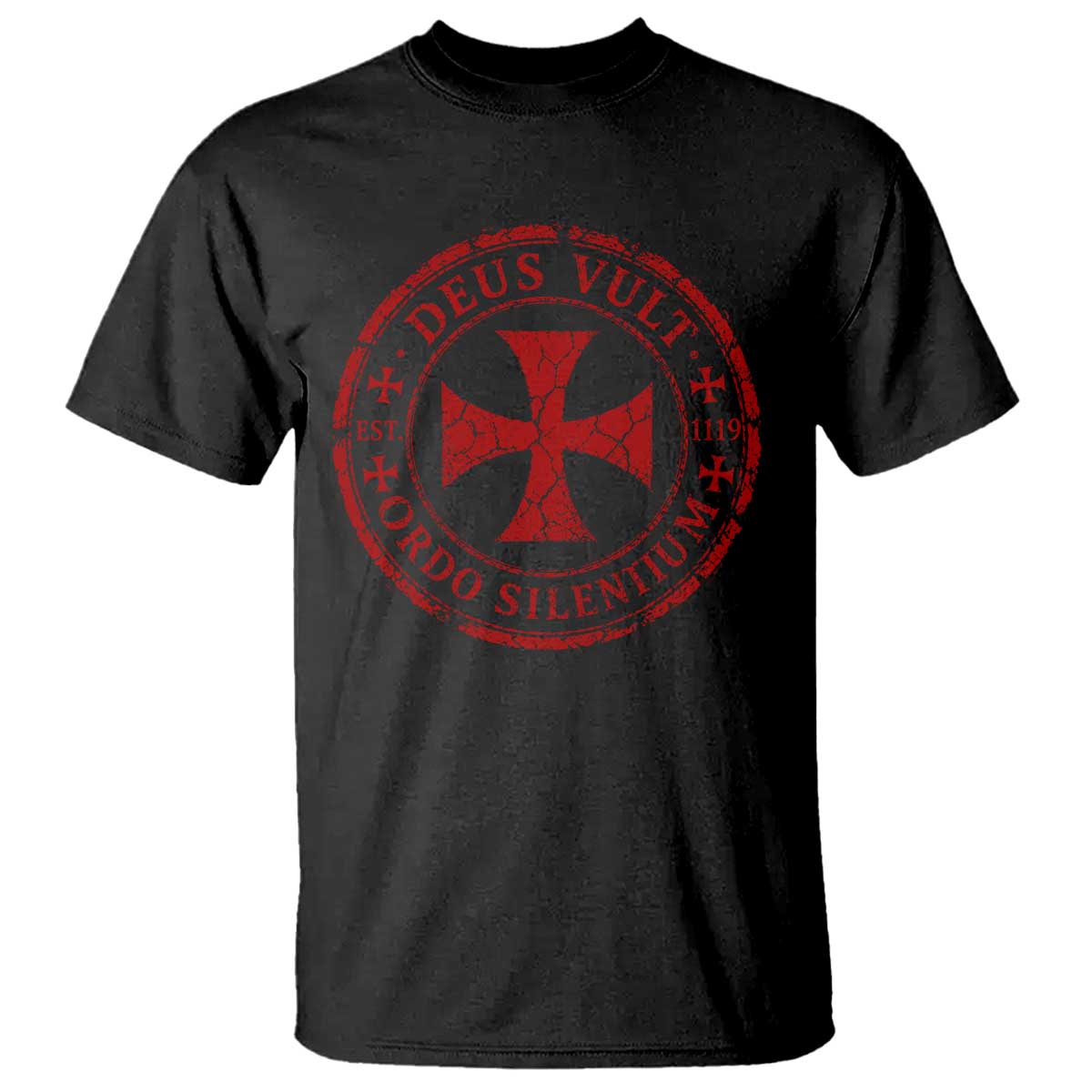 Deus Vult Ordo Silentium Knights Templar Est 1119 T Shirt Crusader Cross