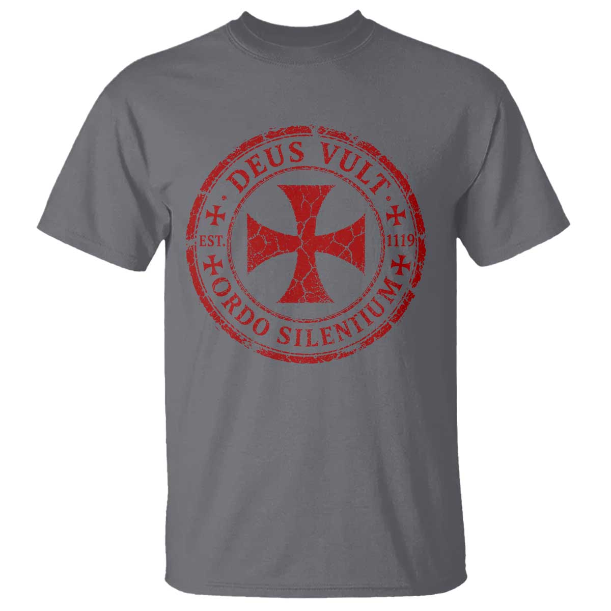 Deus Vult Ordo Silentium Knights Templar Est 1119 T Shirt Crusader Cross