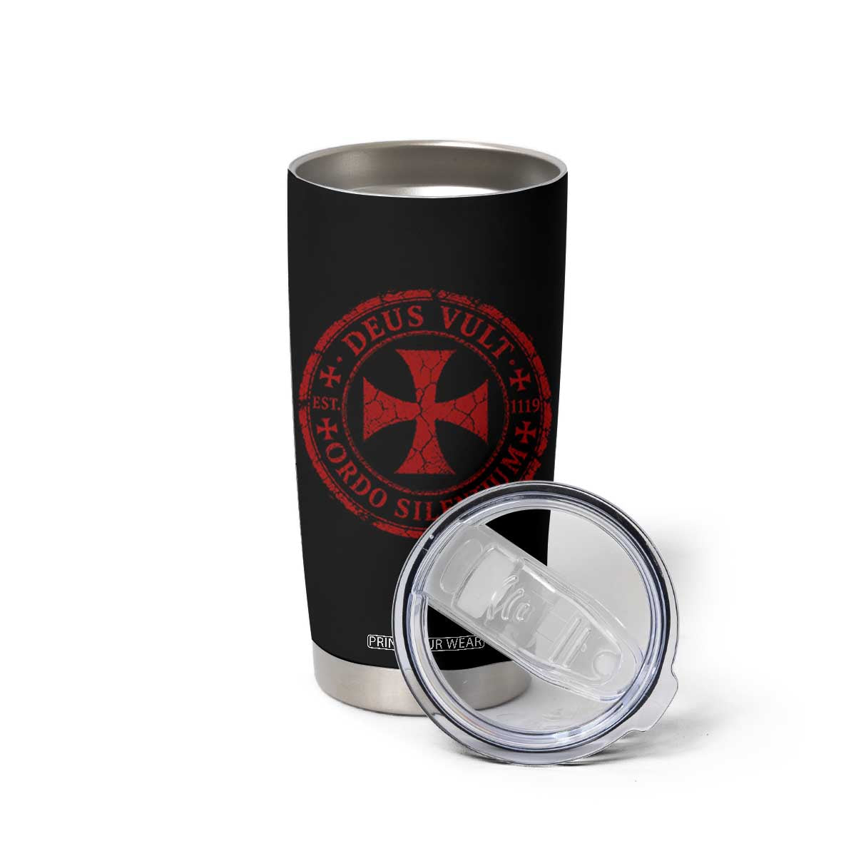 Deus Vult Ordo Silentium Knights Templar Est 1119 Tumbler Cup Crusader Cross
