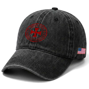 Deus Vult Ordo Silentium Knights Templar Est 1119 Washed Cotton Baseball Cap Crusader Cross