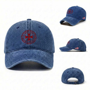 Deus Vult Ordo Silentium Knights Templar Est 1119 Washed Cotton Baseball Cap Crusader Cross