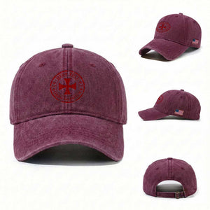 Deus Vult Ordo Silentium Knights Templar Est 1119 Washed Cotton Baseball Cap Crusader Cross