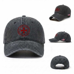 Deus Vult Ordo Silentium Knights Templar Est 1119 Washed Cotton Baseball Cap Crusader Cross