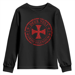 Deus Vult Ordo Silentium Knights Templar Est 1119 Youth Sweatshirt Crusader Cross