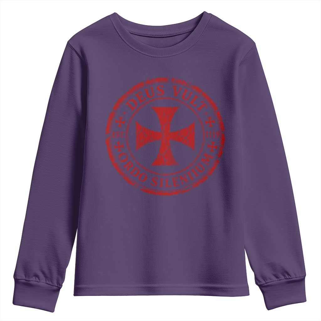 Deus Vult Ordo Silentium Knights Templar Est 1119 Youth Sweatshirt Crusader Cross