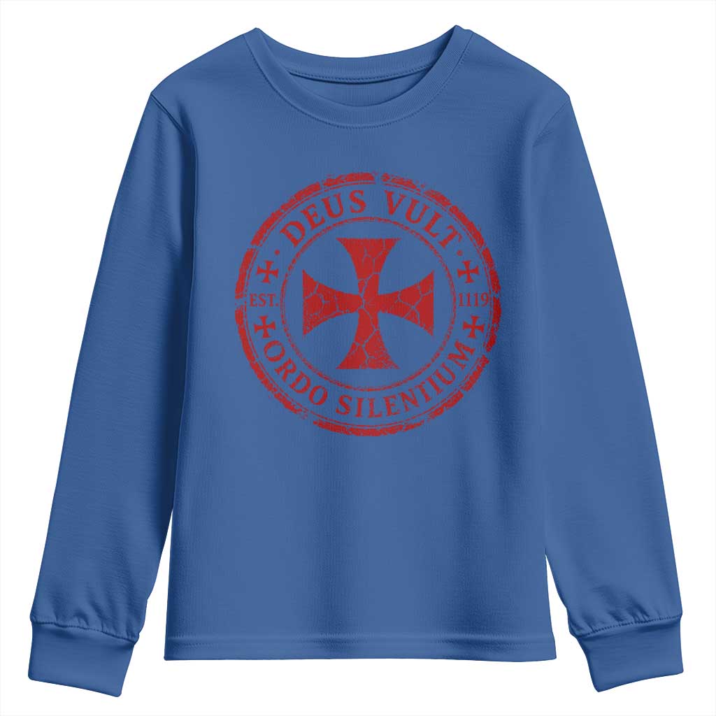 Deus Vult Ordo Silentium Knights Templar Est 1119 Youth Sweatshirt Crusader Cross