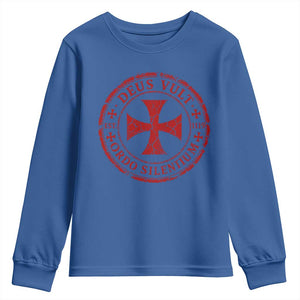 Deus Vult Ordo Silentium Knights Templar Est 1119 Youth Sweatshirt Crusader Cross