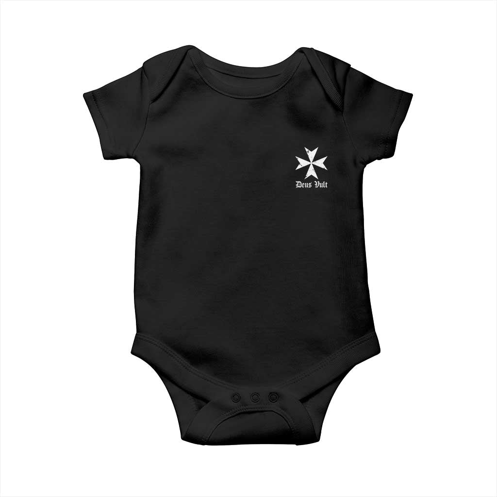 Knights Hospitaller Maltese Cross Catholic Christian Deus Vult Baby Onesie TS11 Black Print Your Wear