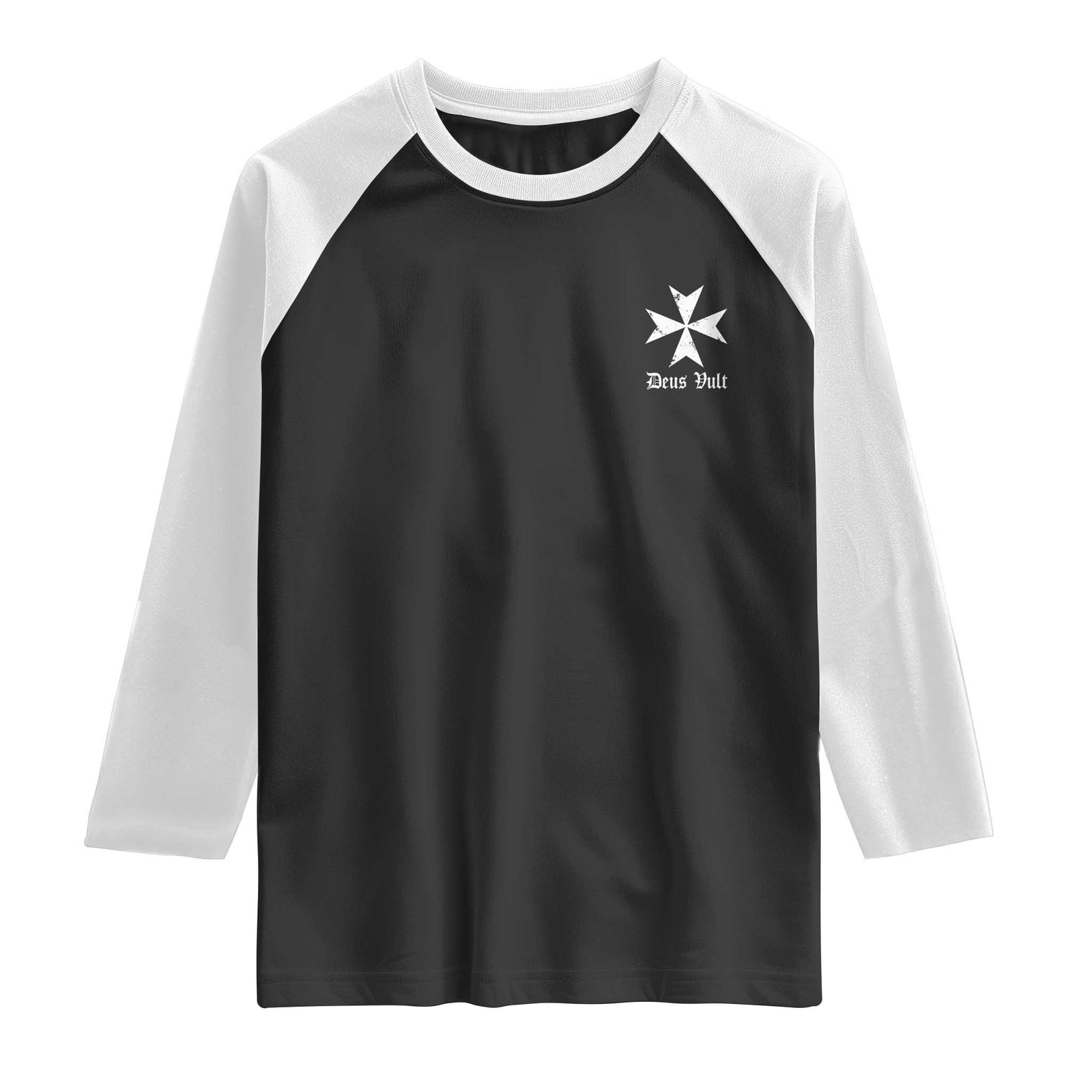 Knights Hospitaller Maltese Cross Catholic Christian Deus Vult Raglan Shirt TS11 Black White Print Your Wear