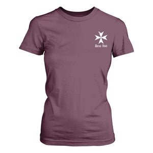 Knights Hospitaller Maltese Cross Catholic Christian Deus Vult T Shirt For Women