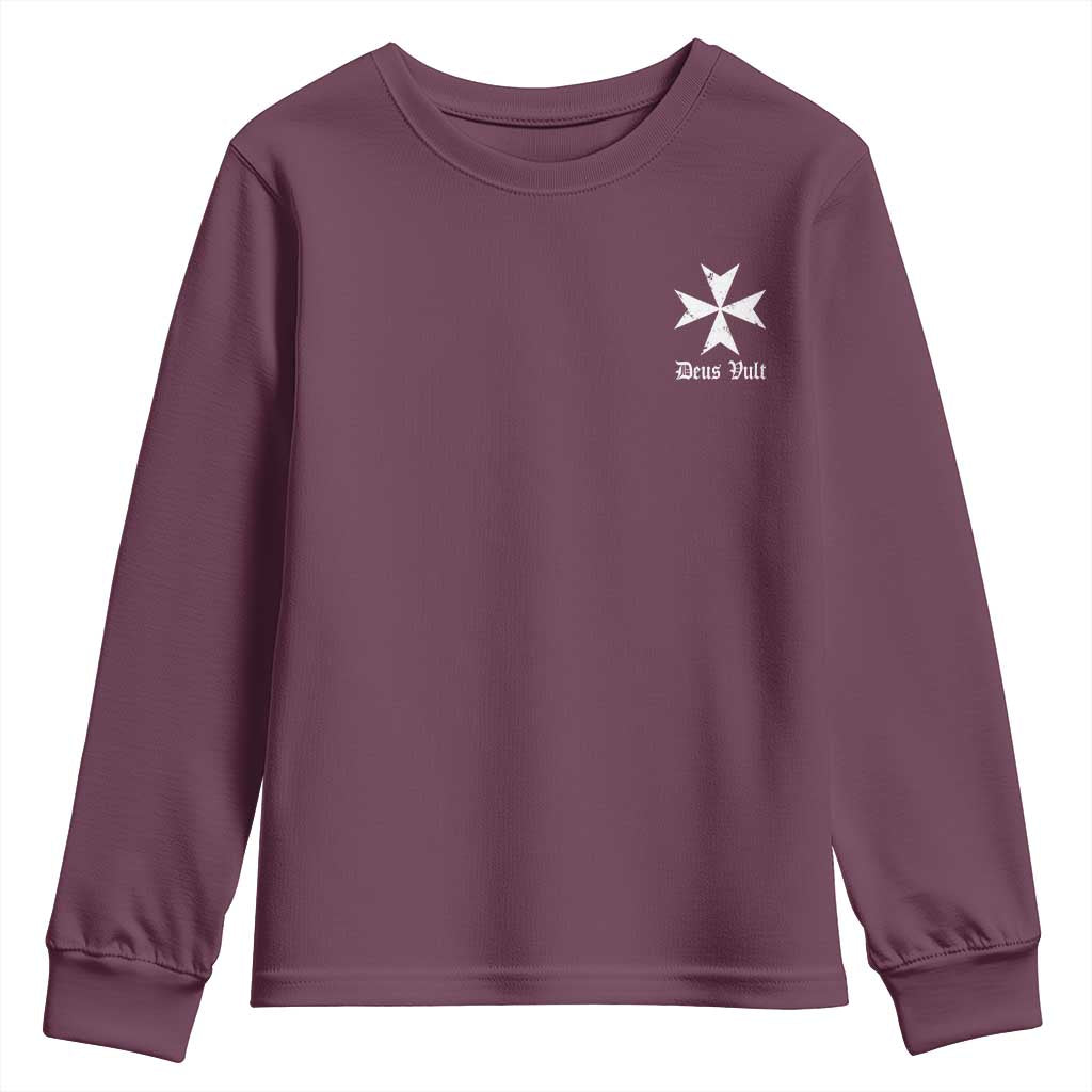 Knights Hospitaller Maltese Cross Catholic Christian Deus Vult Youth Sweatshirt