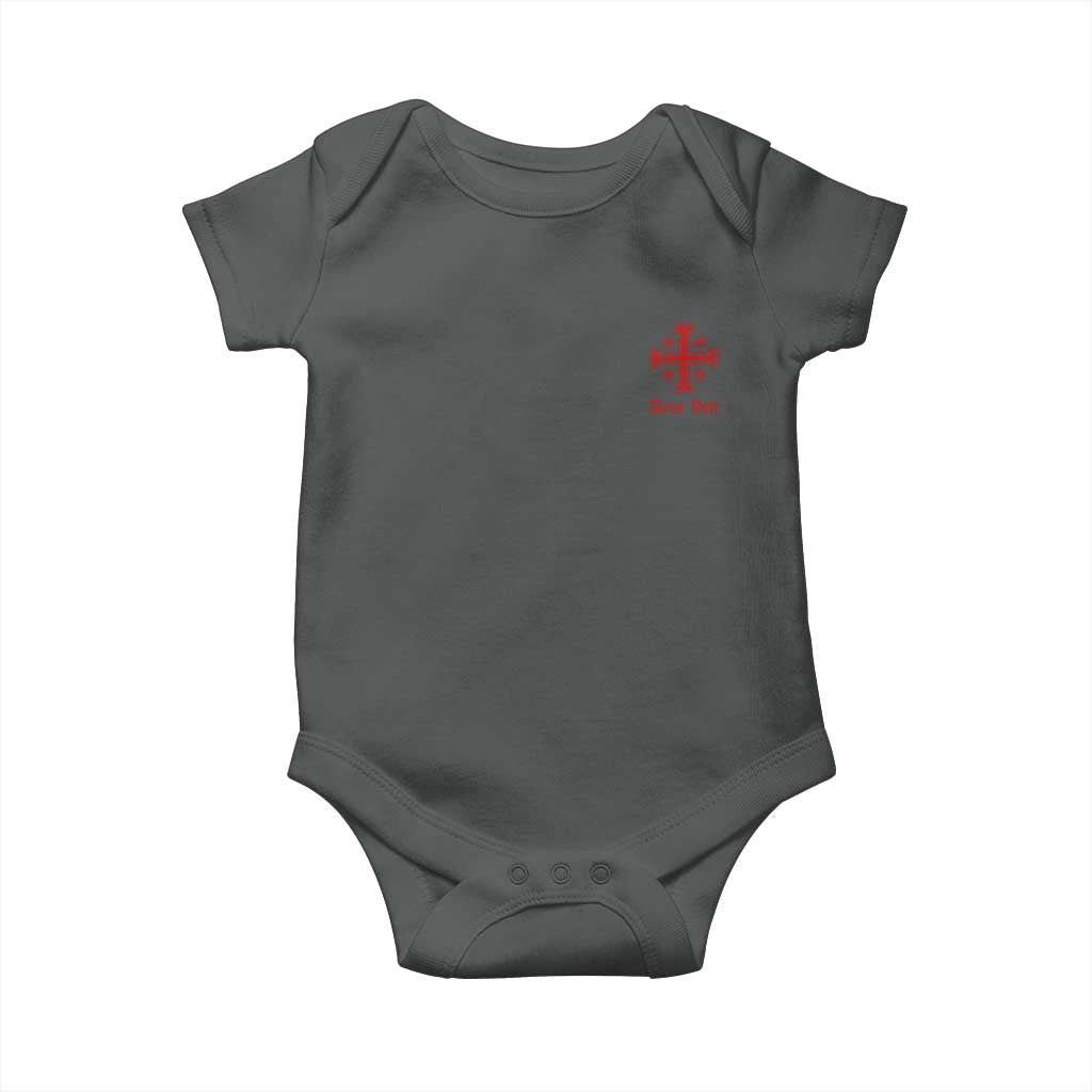 Deus Vult Catholic Knight Templar Jerusalem Cross Baby Onesie