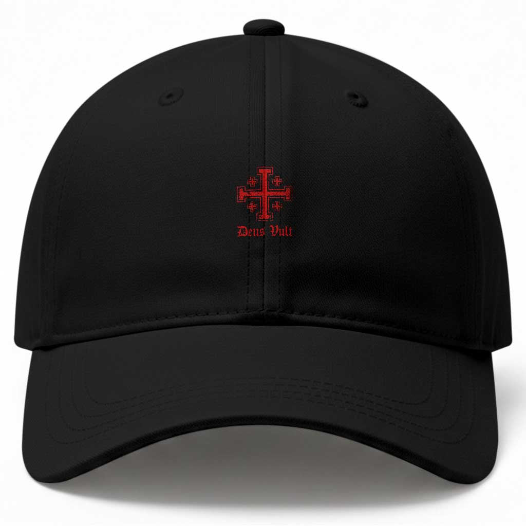 Deus Vult Catholic Knight Templar Jerusalem Cross Baseball Cap