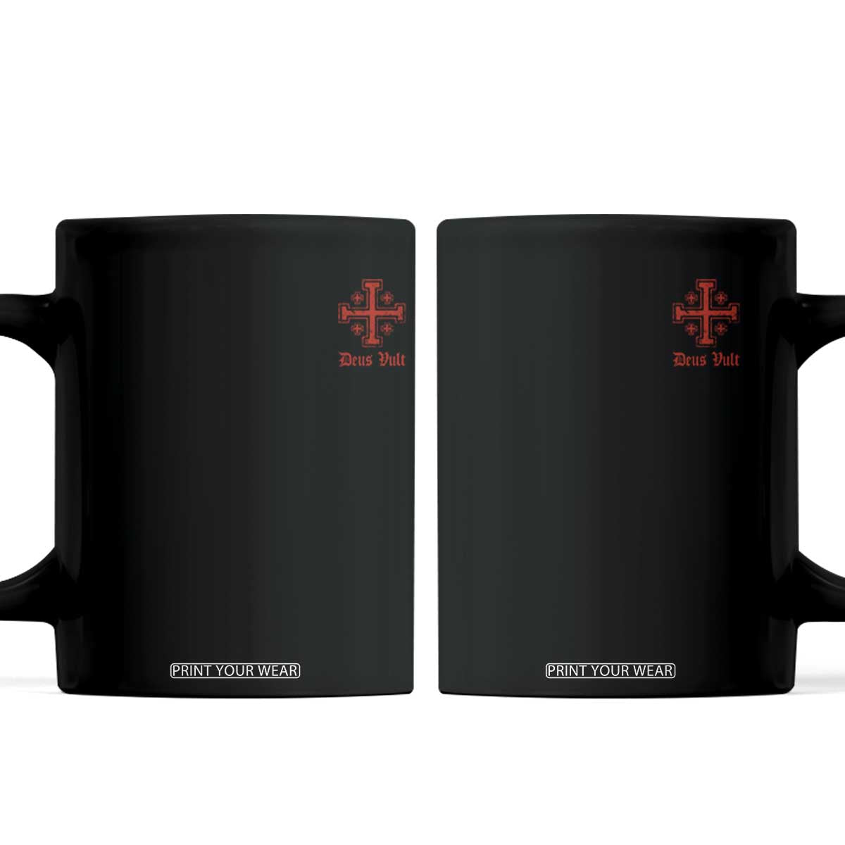 Deus Vult Catholic Knight Templar Jerusalem Cross Coffee Mug
