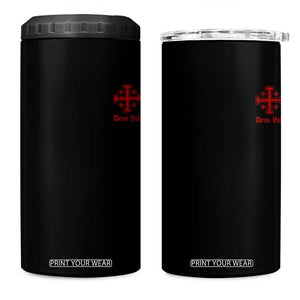Deus Vult Catholic Knight Templar Jerusalem Cross 4 in 1 Can Cooler Tumbler