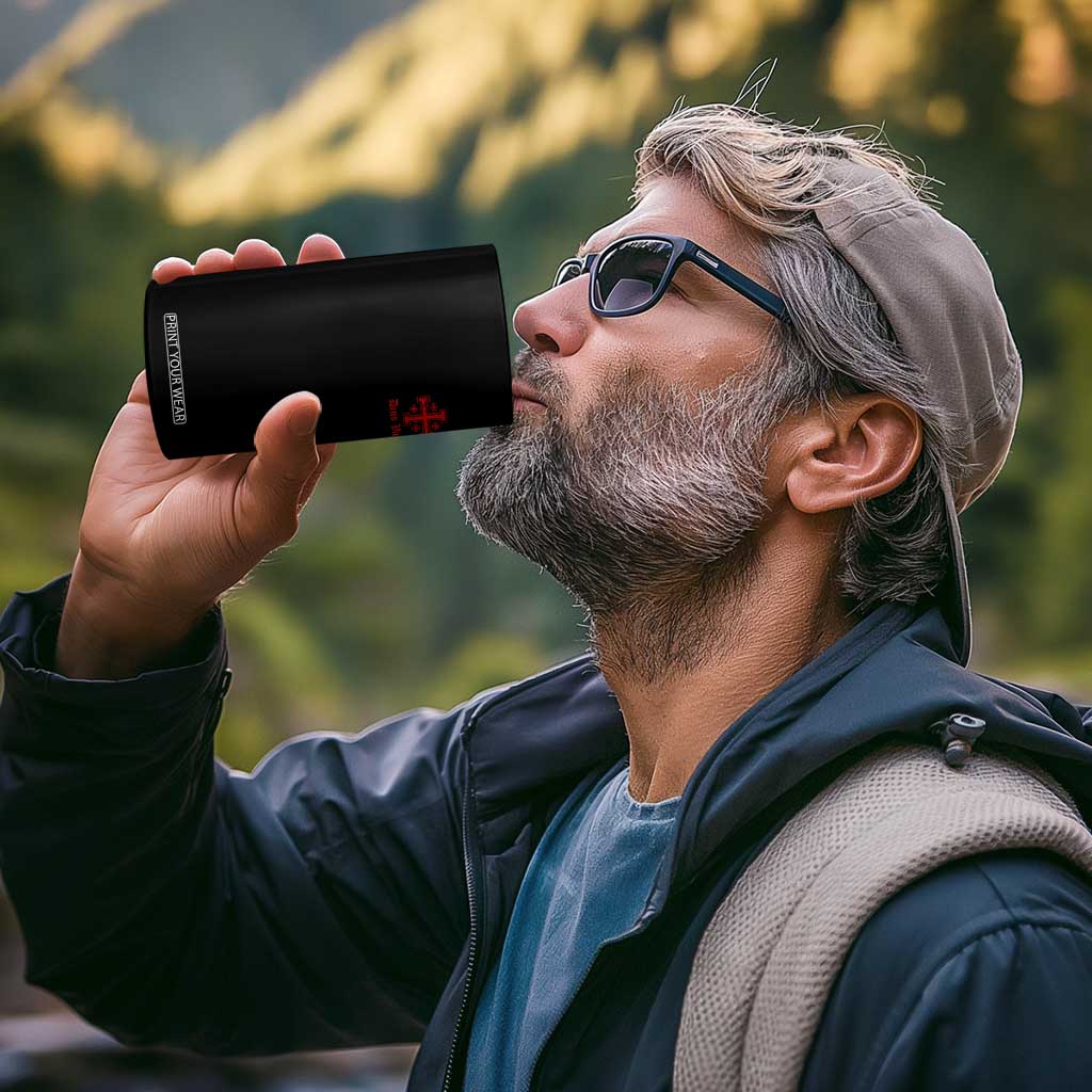 Deus Vult Catholic Knight Templar Jerusalem Cross 4 in 1 Can Cooler Tumbler