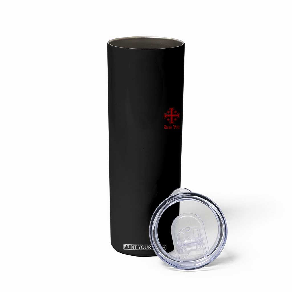 Deus Vult Catholic Knight Templar Jerusalem Cross Skinny Tumbler
