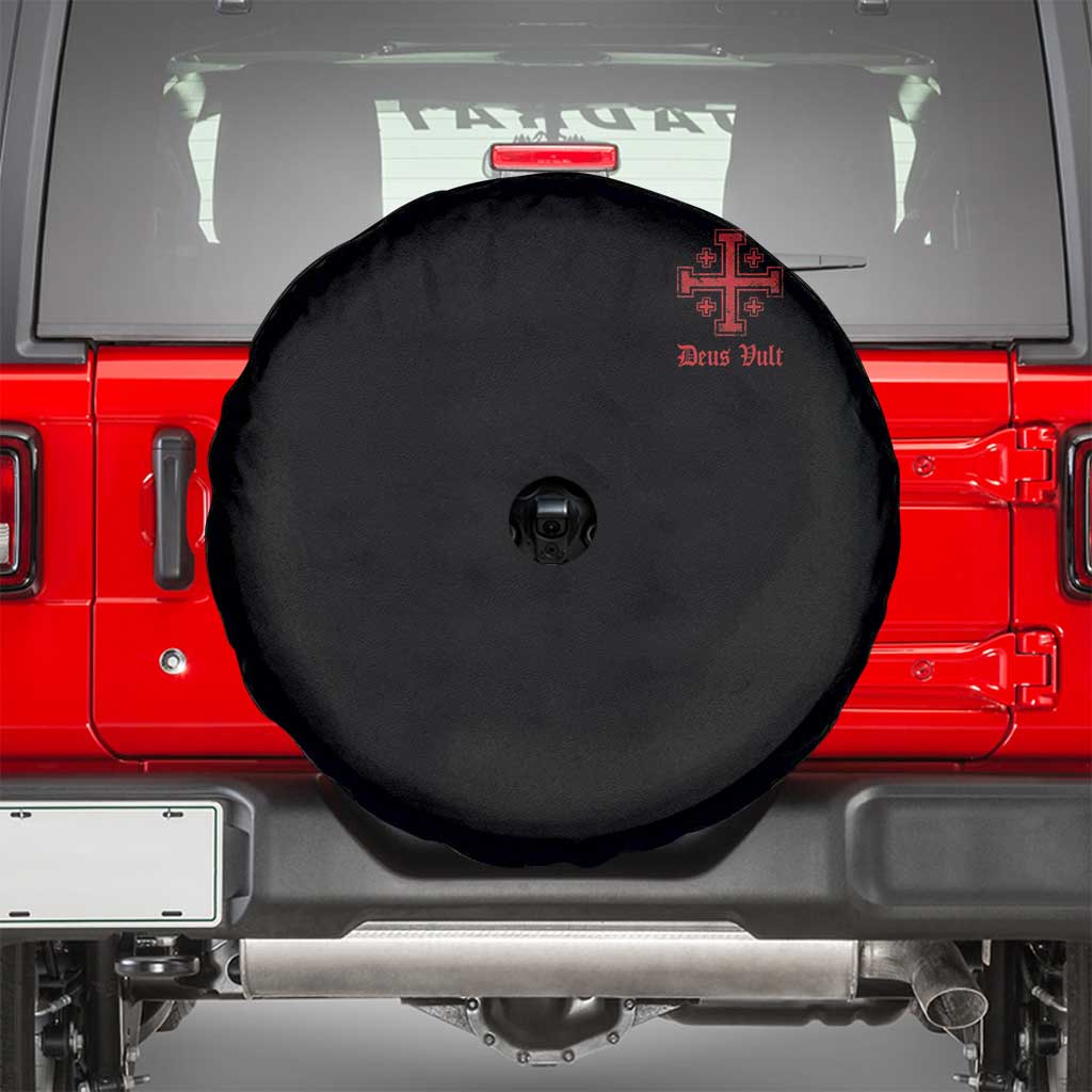 Deus Vult Catholic Knight Templar Jerusalem Cross Spare Tire Cover